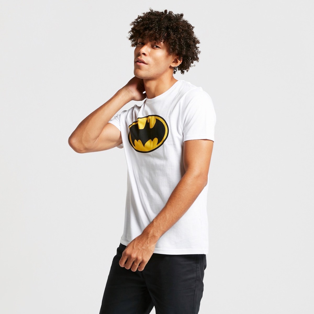 Batman Logo Print Round Neck T-shirt with Short Sleeves 1