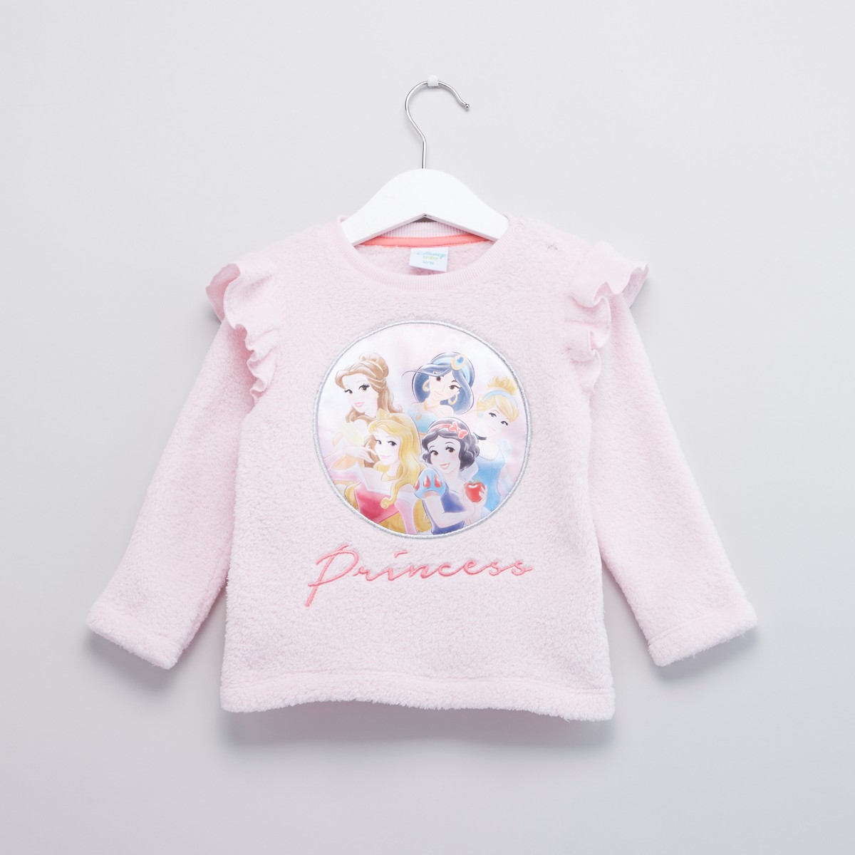 Disney Princess Printed Sweater with Long Sleeves and Ruffle Detail 1