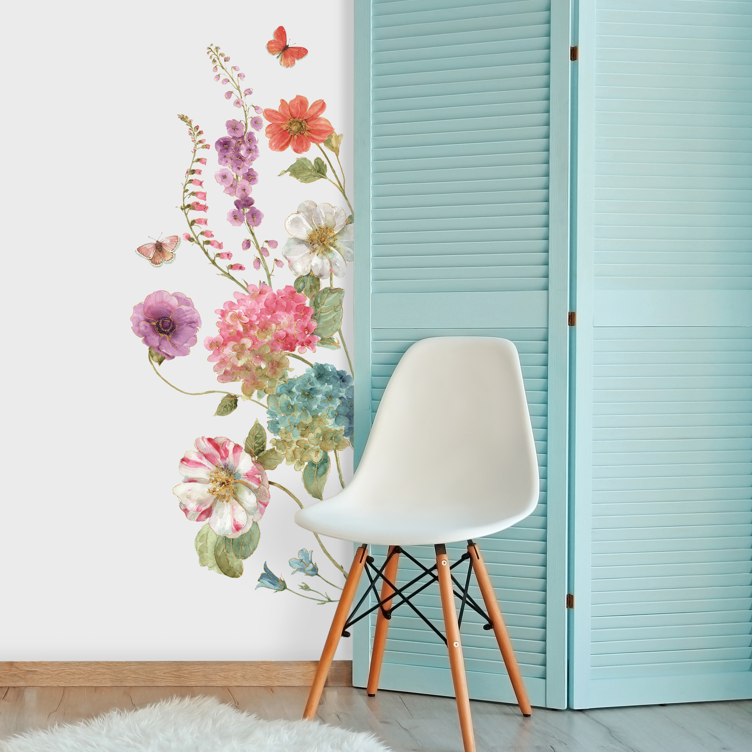 Lisa Audit Garden Flowers - Elegant Floral Peel & Stick Wall Decal