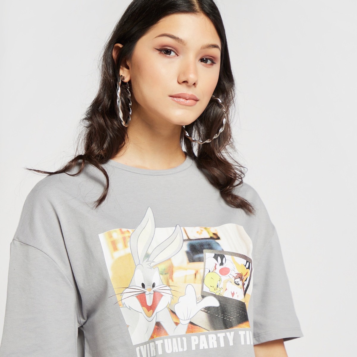 Looney Tunes Graphic Print T-shirt with Round Neck and Short Sleeves 2