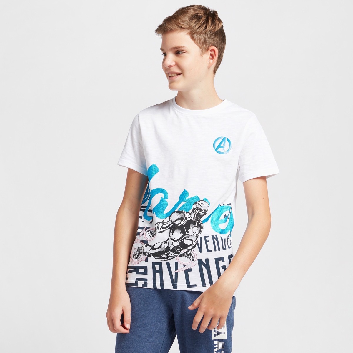Marvel Graphic Print T-shirt with Crew Neck and Short Sleeves 1