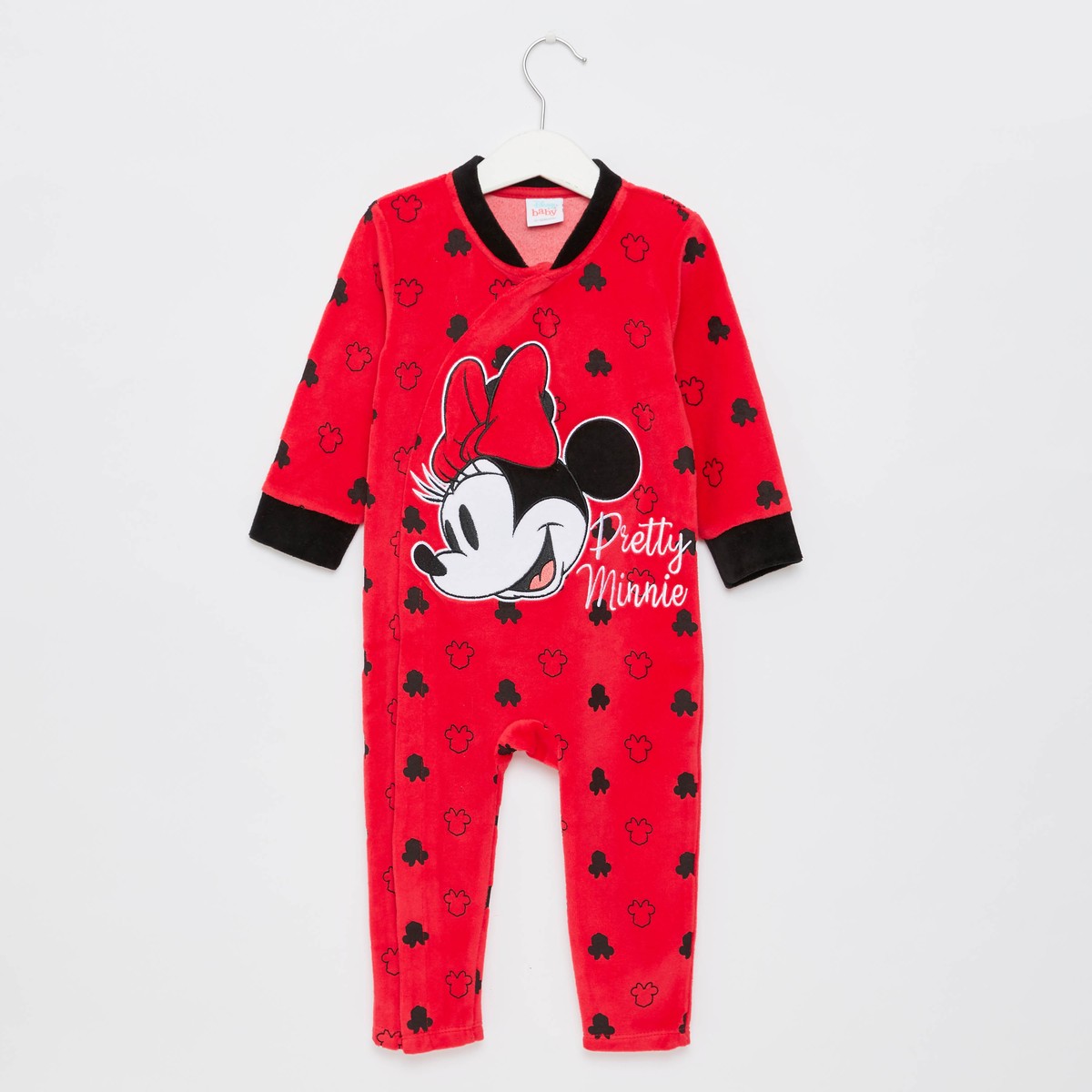 Minnie Mouse Print Full Length Sleepsuit with Round Neck