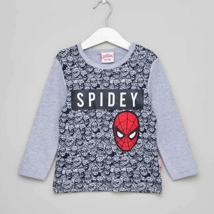 Spider-Man Print Round Neck T-shirt