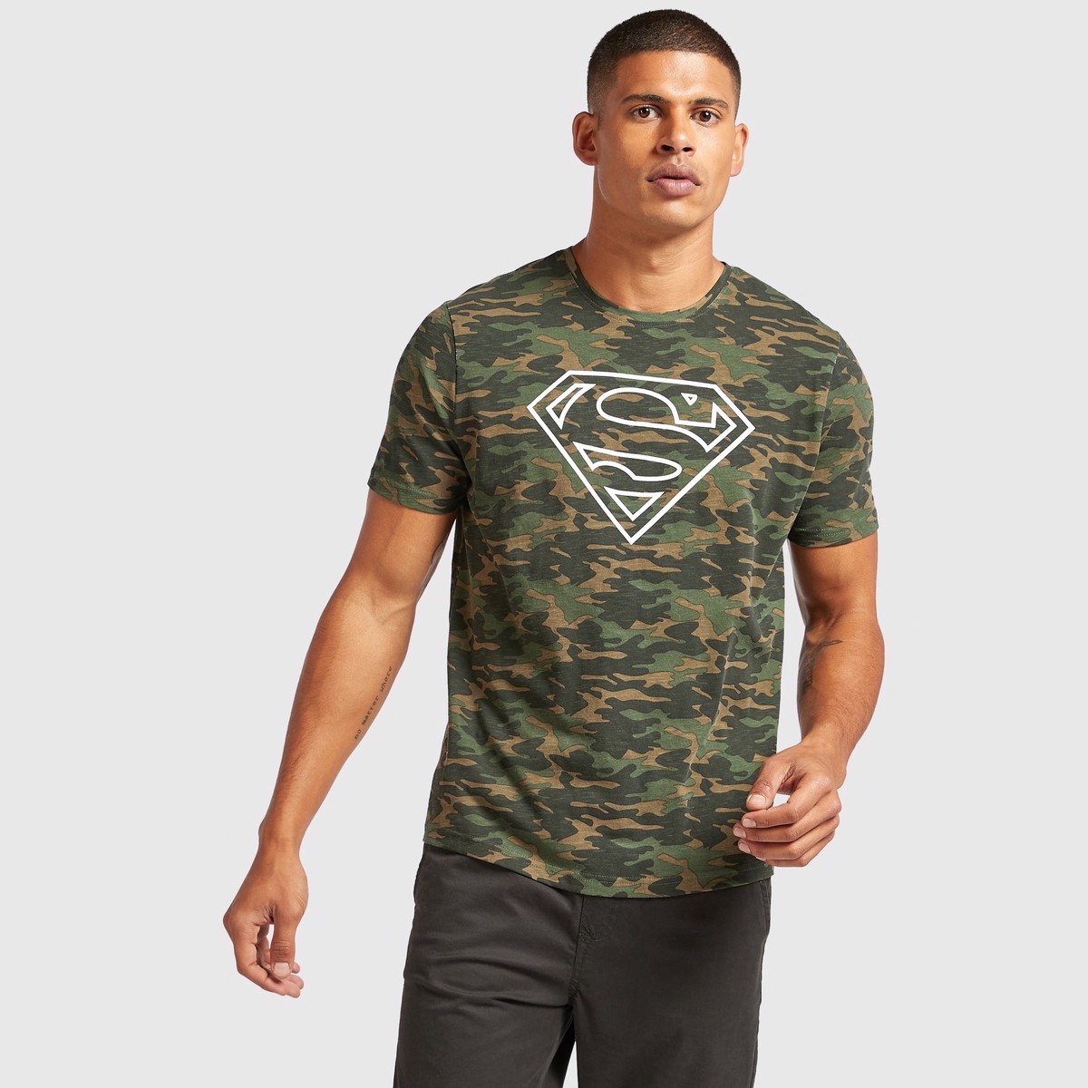 Superman Camouflage Print T-shirt with Short Sleeves 1