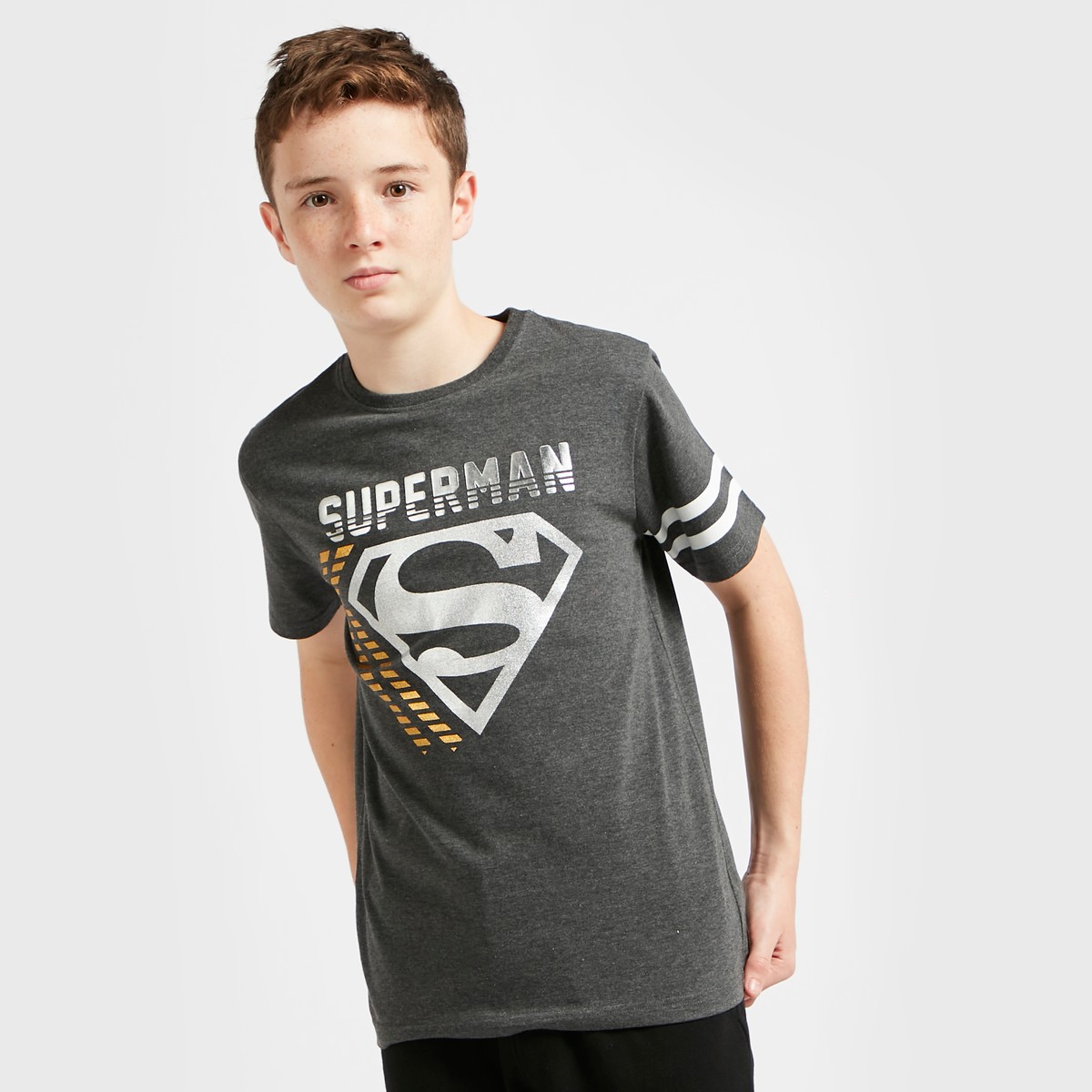 Superman Foil Print T-shirt with Crew Neck and Short Sleeves 1