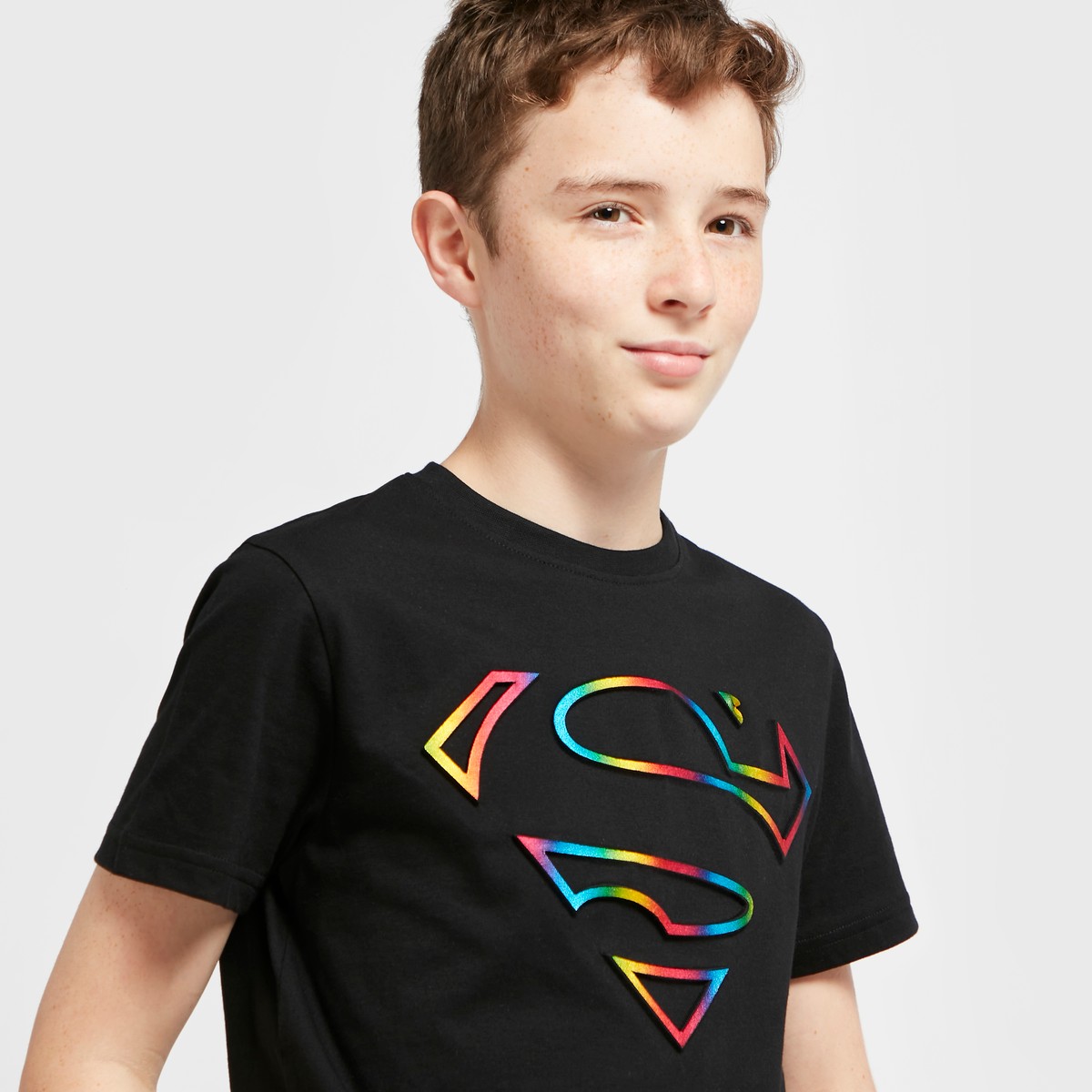 Superman Print Round Neck T-shirt with Short Sleeves 2