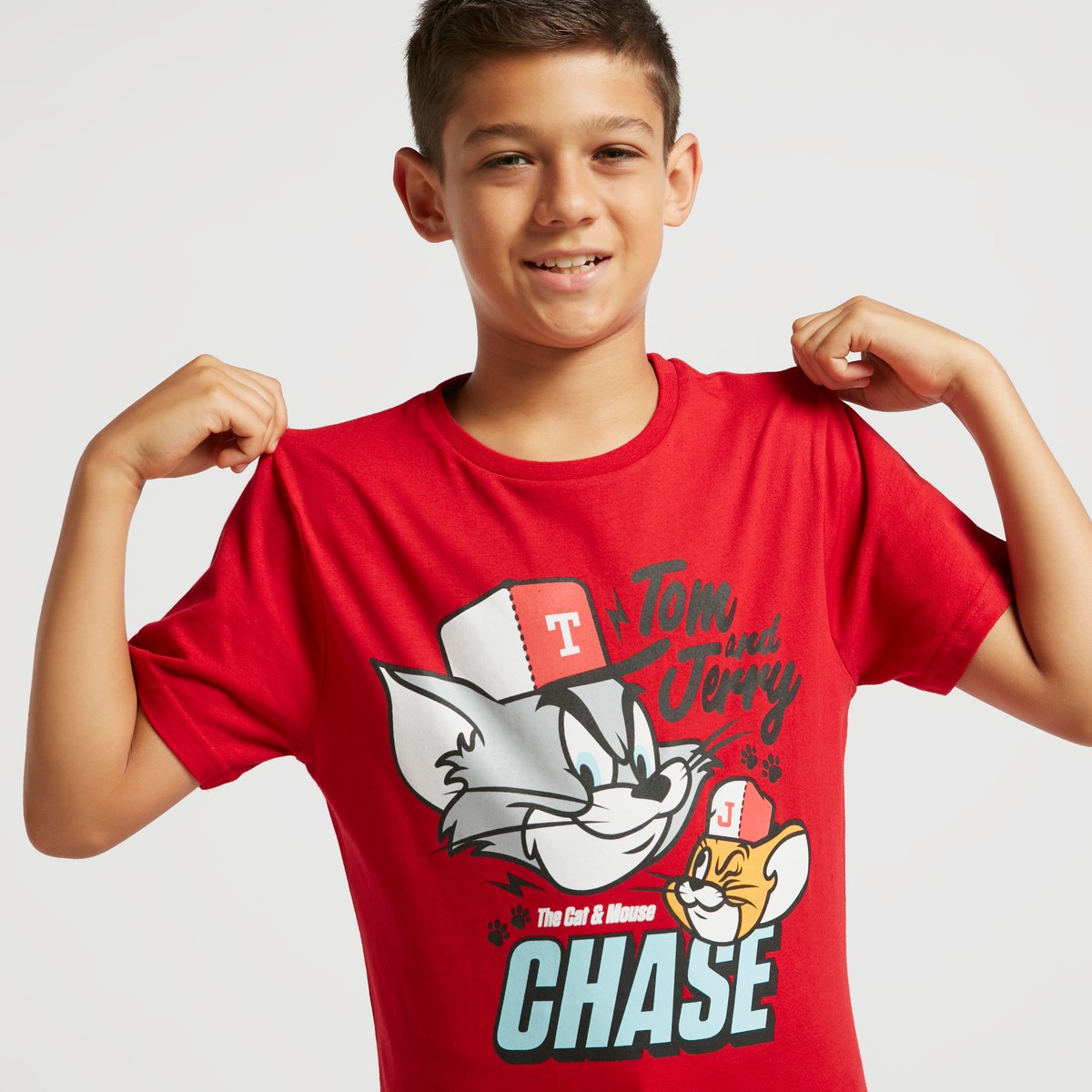 Tom and Jerry Graphic Print T-shirt with Round Neck and Short Sleeves 2