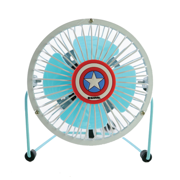 Captain America Metal 4-inch Casing Quiet USB Fan, Long Lasting, Desk Personal Fan