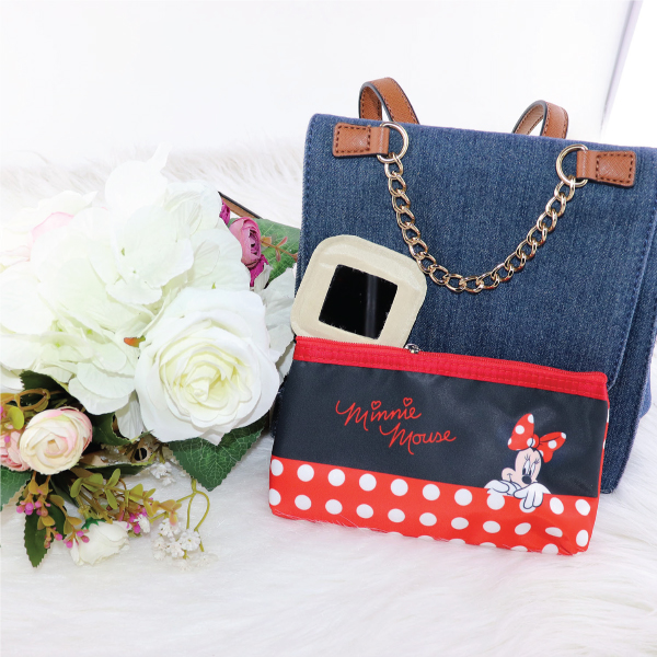 Minnie Makeup Cosmetic Zipper Holder Handbag with Mirror