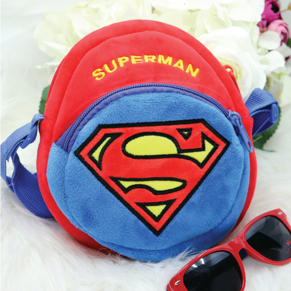 Superman Kids 3D soft Toys Velvet Childrens Plush Shoulder Bag